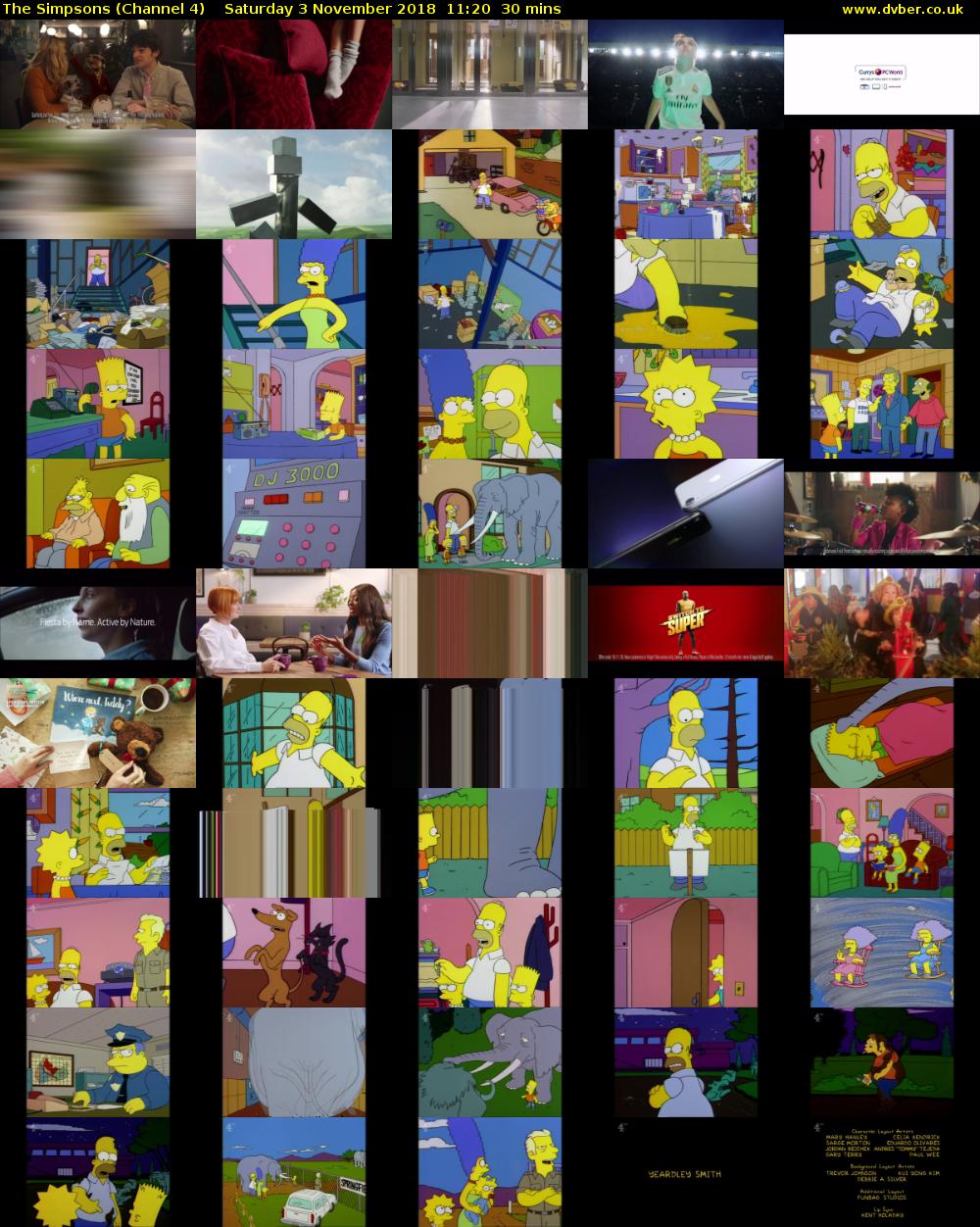The Simpsons (Channel 4) Saturday 3 November 2018 11:20 - 11:50
