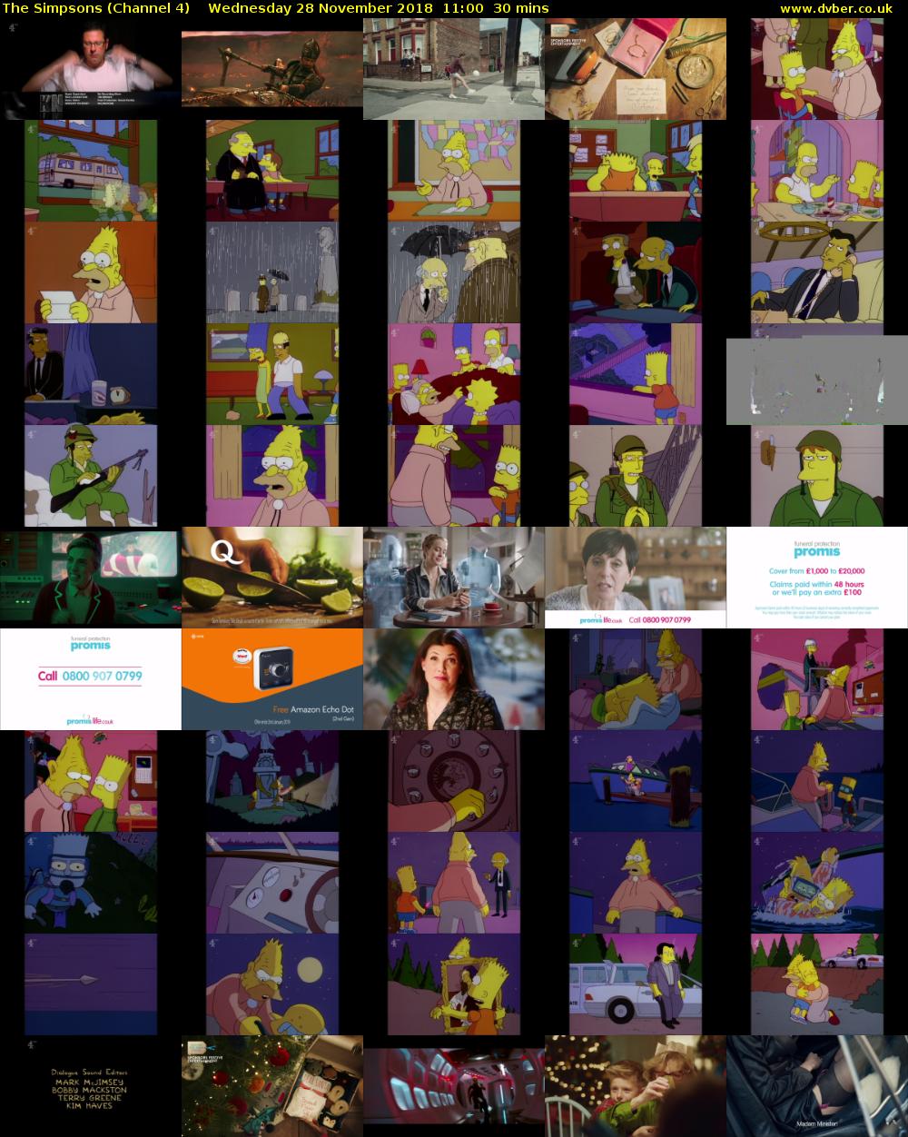 The Simpsons (Channel 4) Wednesday 28 November 2018 11:00 - 11:30