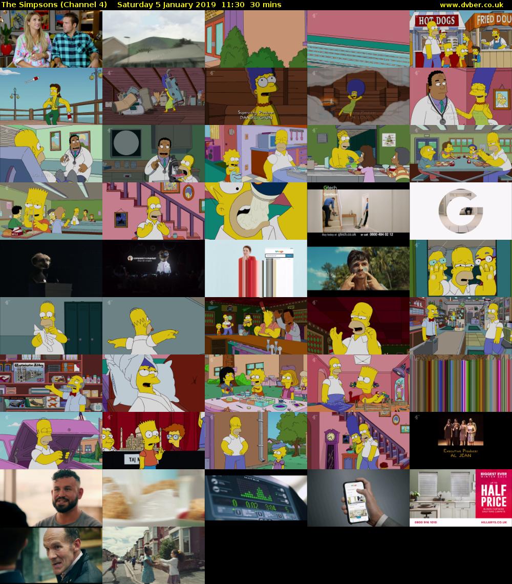 The Simpsons (Channel 4) Saturday 5 January 2019 11:30 - 12:00