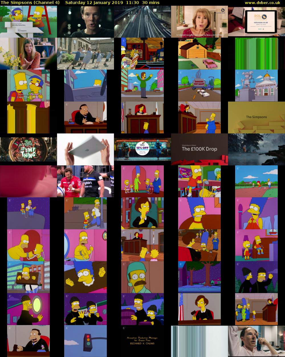 The Simpsons (Channel 4) Saturday 12 January 2019 11:30 - 12:00
