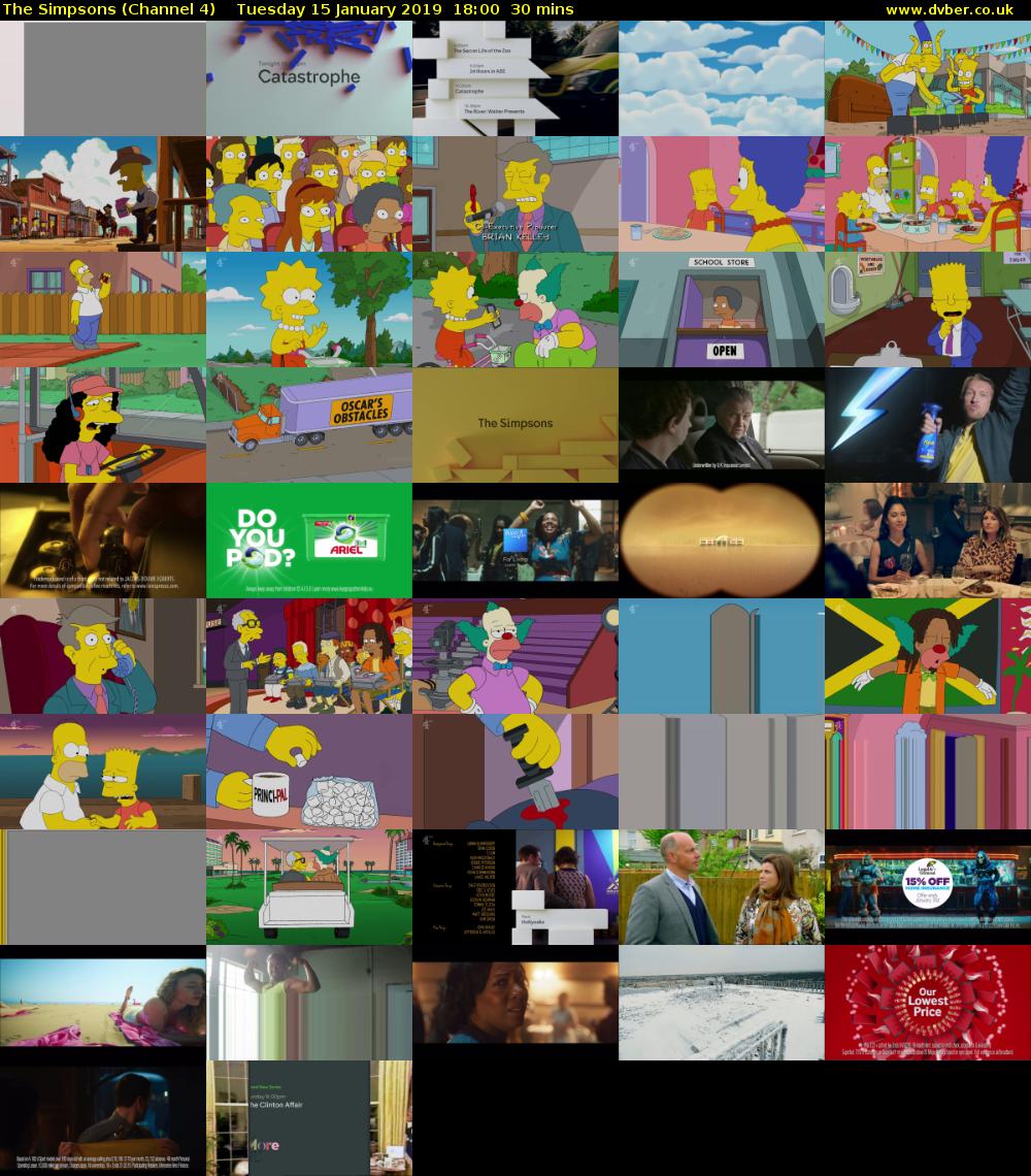 The Simpsons (Channel 4) Tuesday 15 January 2019 18:00 - 18:30