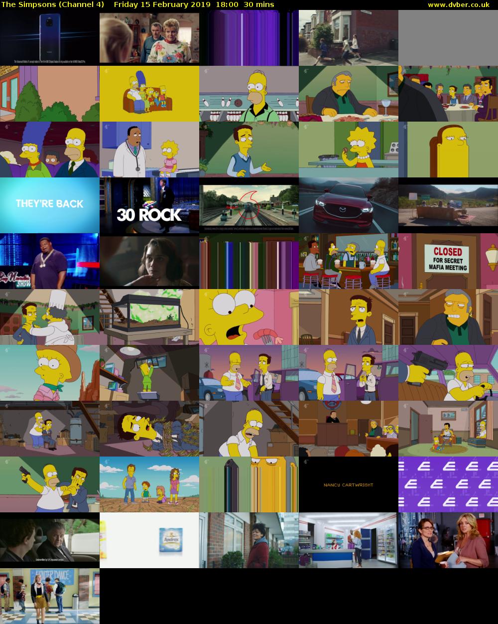 The Simpsons (Channel 4) Friday 15 February 2019 18:00 - 18:30