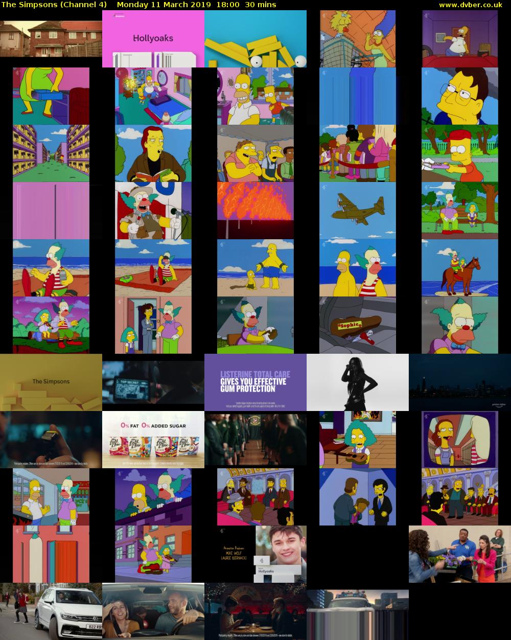 The Simpsons (Channel 4) Monday 11 March 2019 18:00 - 18:30
