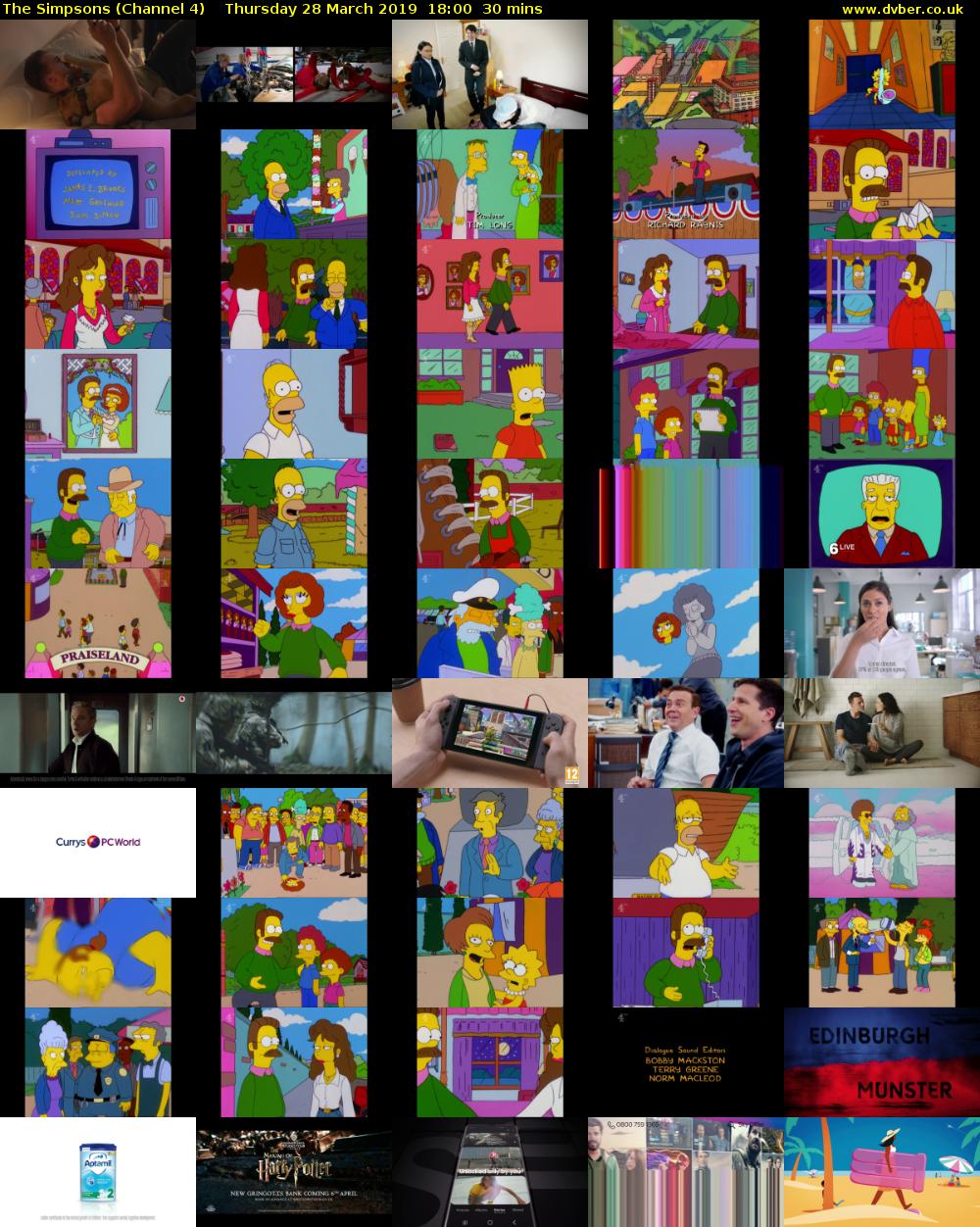 The Simpsons (Channel 4) Thursday 28 March 2019 18:00 - 18:30