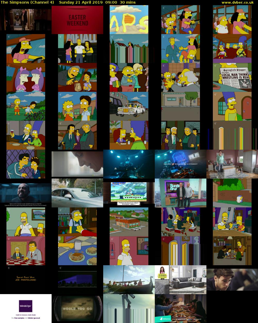 The Simpsons (Channel 4) Sunday 21 April 2019 09:00 - 09:30