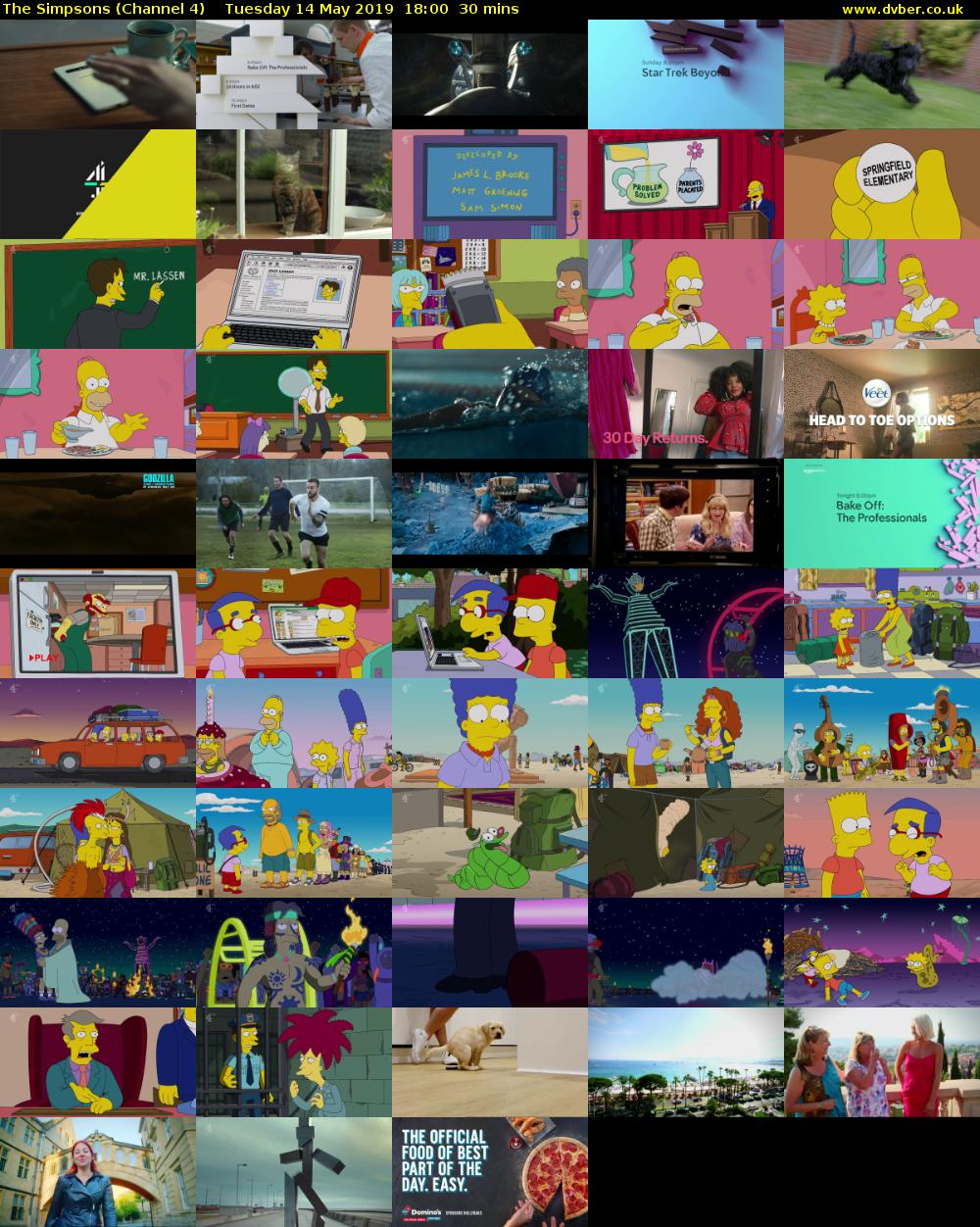 The Simpsons (Channel 4) Tuesday 14 May 2019 18:00 - 18:30