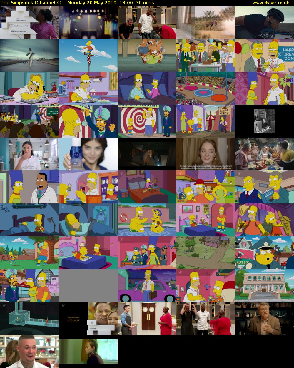 The Simpsons (Channel 4) Monday 20 May 2019 18:00 - 18:30