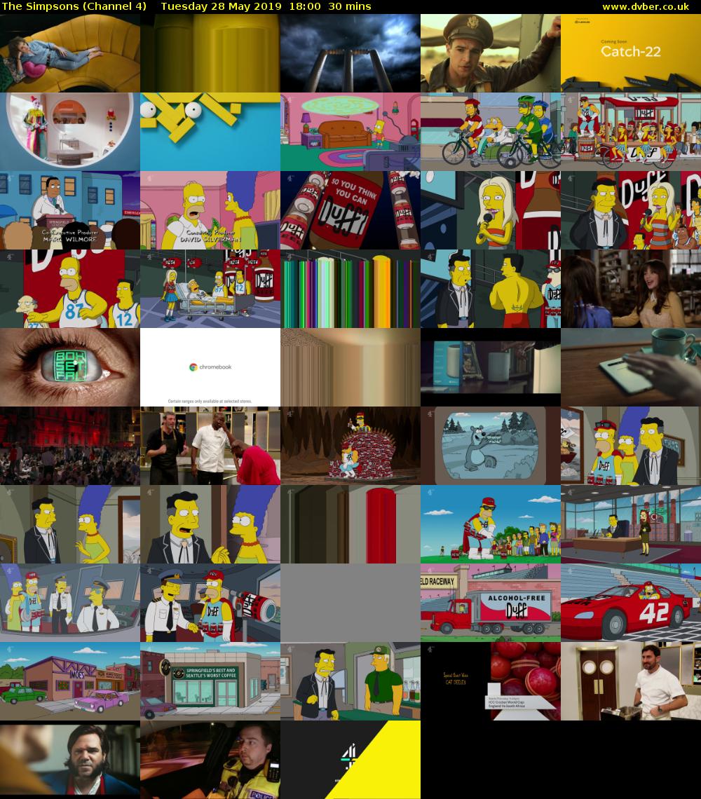 The Simpsons (Channel 4) Tuesday 28 May 2019 18:00 - 18:30