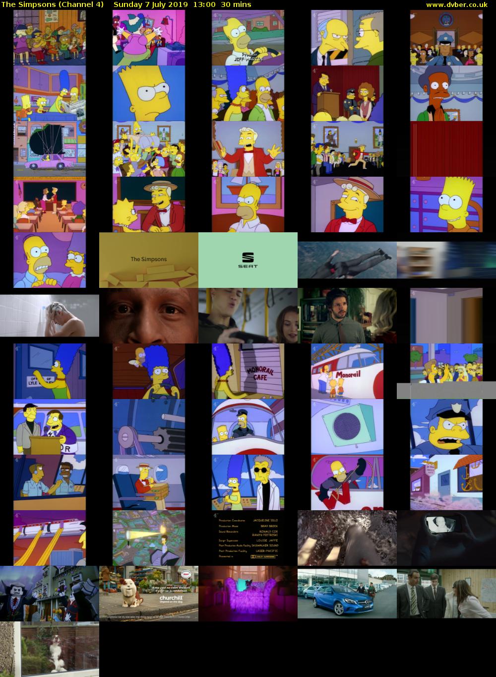 The Simpsons (Channel 4) Sunday 7 July 2019 13:00 - 13:30