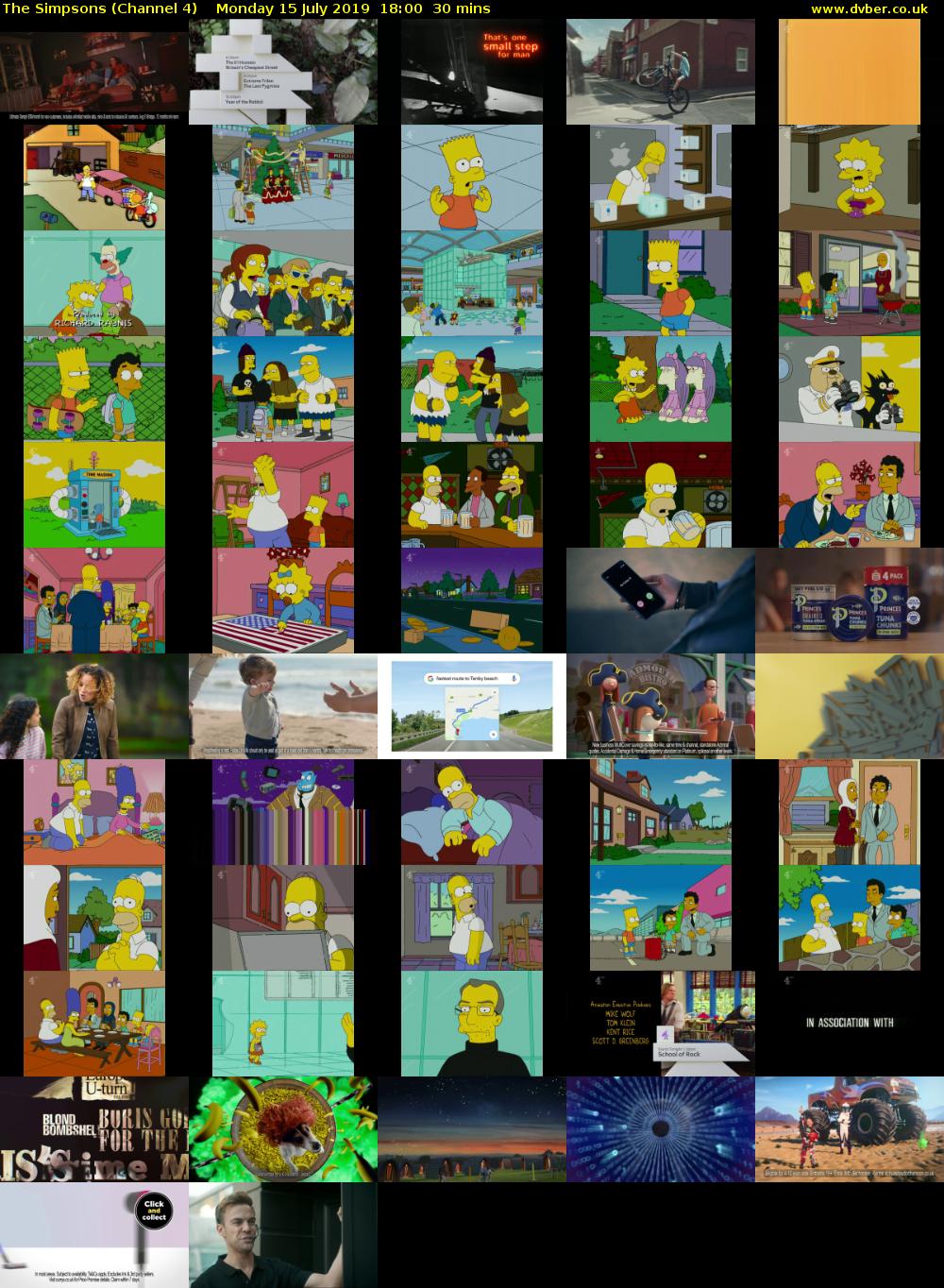 The Simpsons (Channel 4) Monday 15 July 2019 18:00 - 18:30