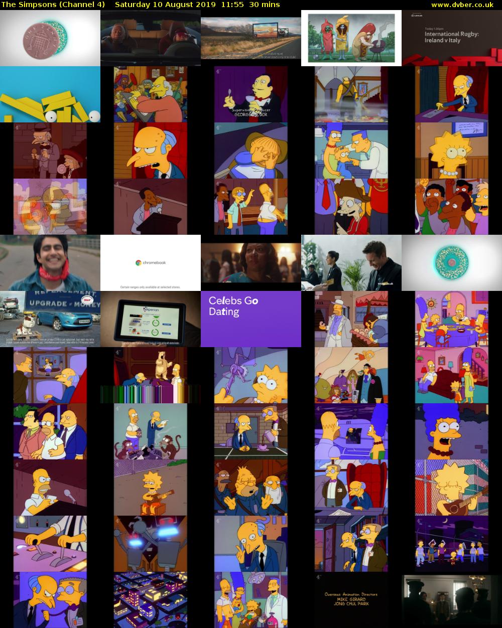 The Simpsons (Channel 4) Saturday 10 August 2019 11:55 - 12:25