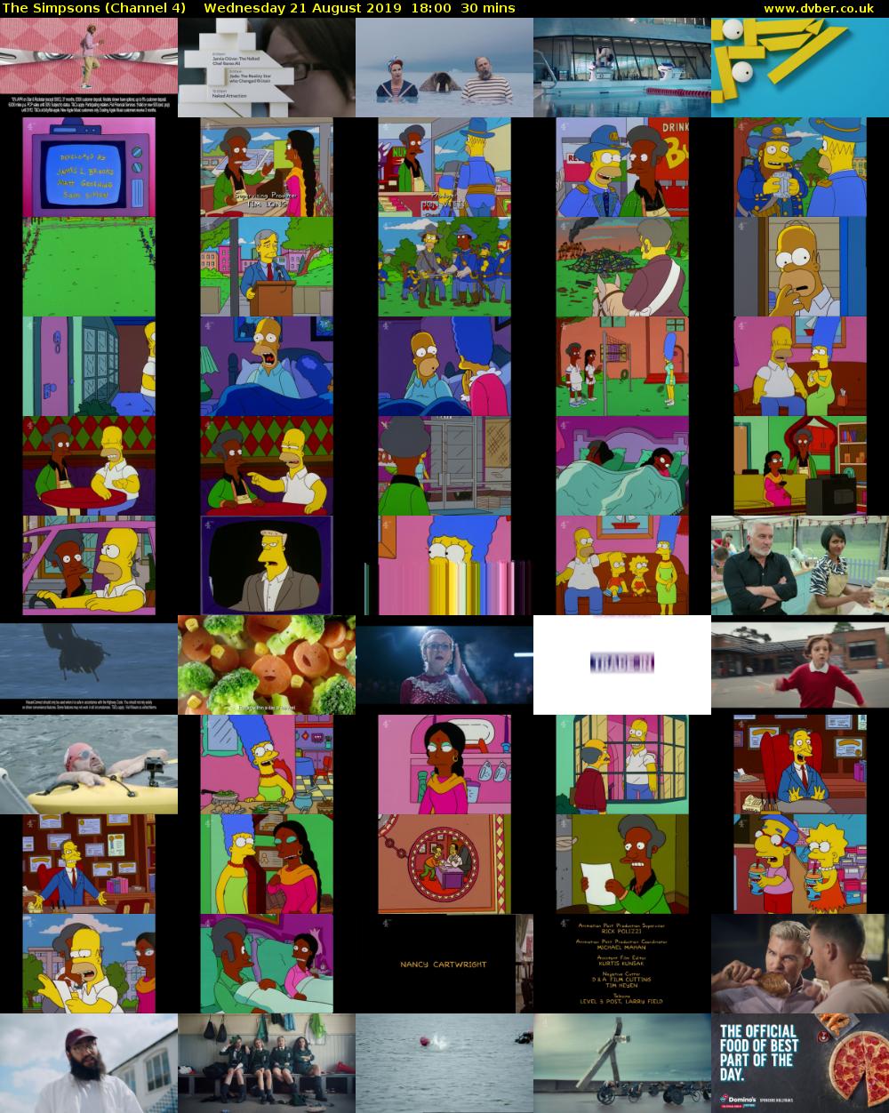 The Simpsons (Channel 4) Wednesday 21 August 2019 18:00 - 18:30