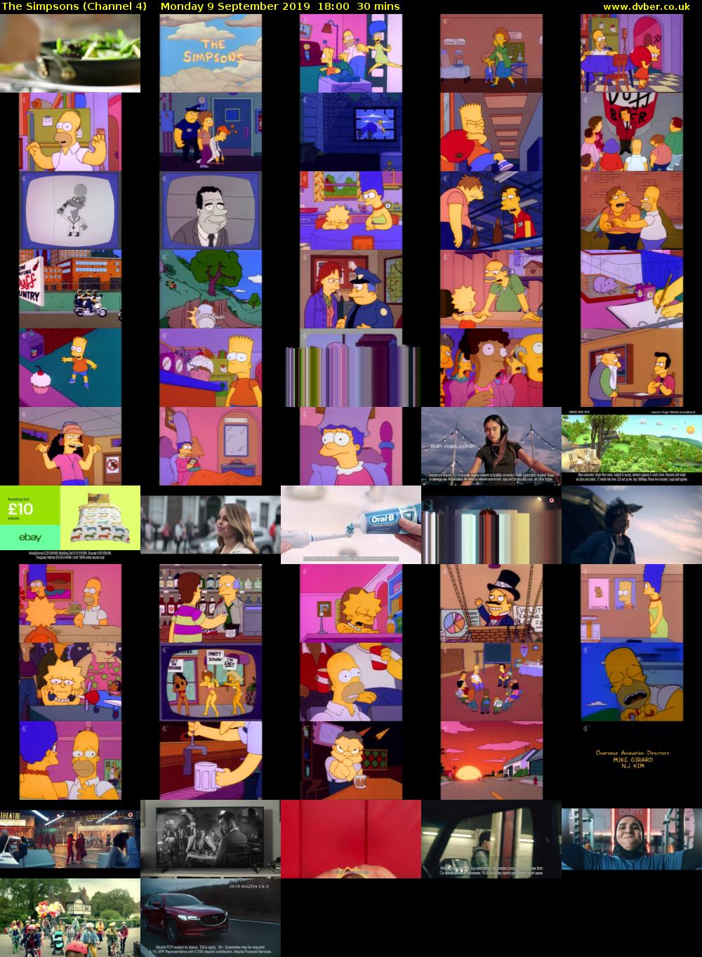 The Simpsons (Channel 4) Monday 9 September 2019 18:00 - 18:30