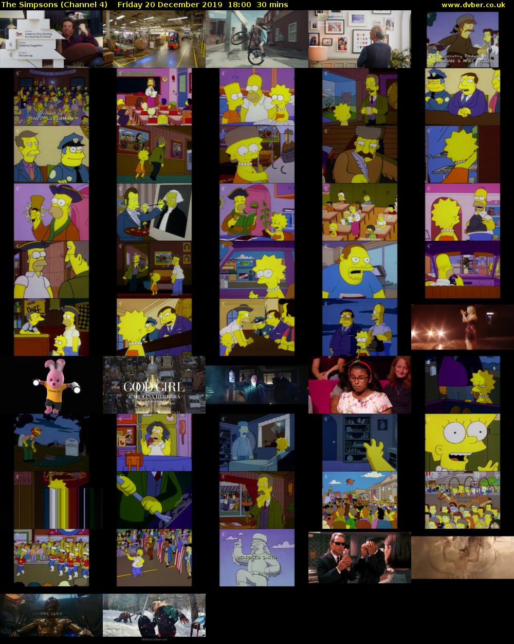 The Simpsons (Channel 4) Friday 20 December 2019 18:00 - 18:30