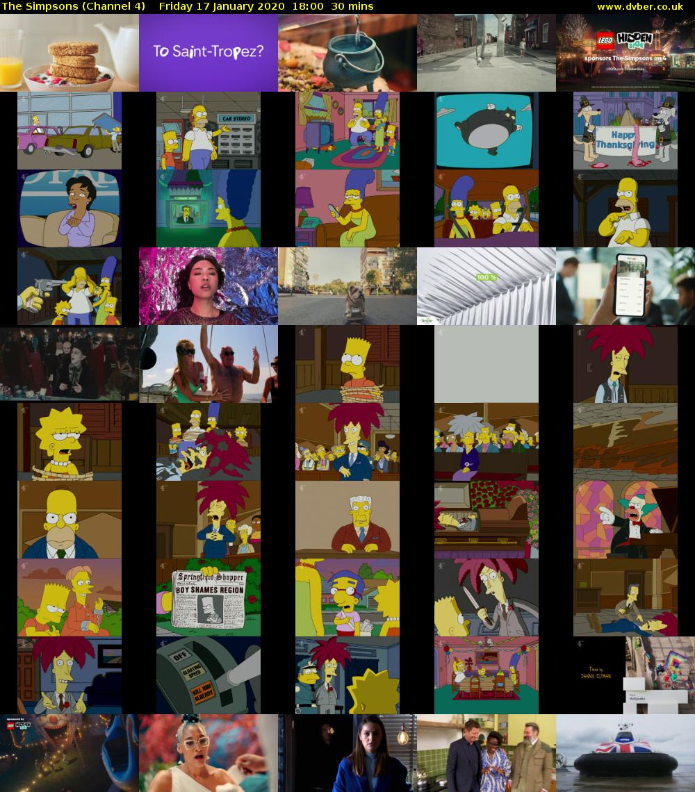 The Simpsons (Channel 4) Friday 17 January 2020 18:00 - 18:30