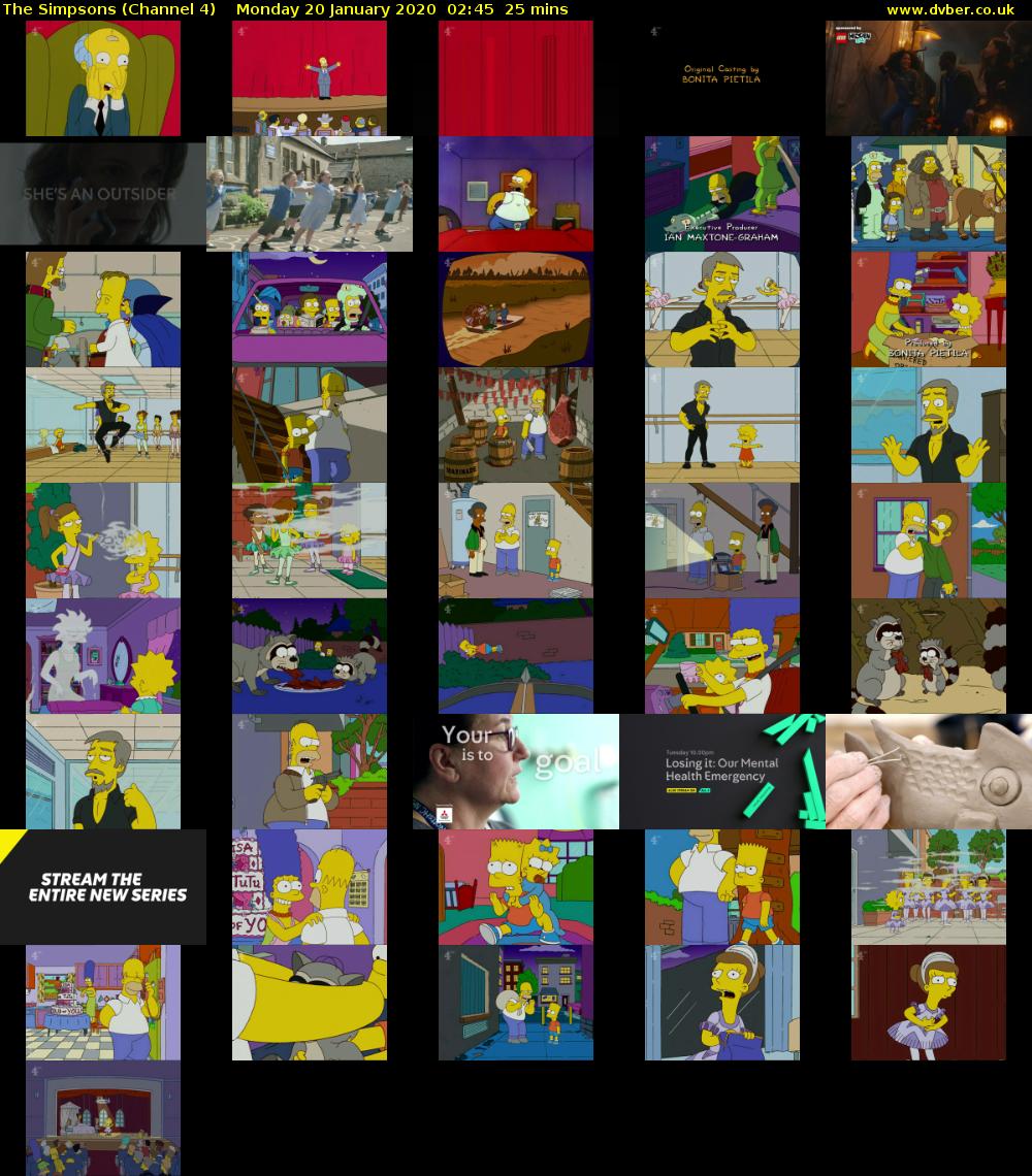 The Simpsons (Channel 4) Monday 20 January 2020 02:45 - 03:10