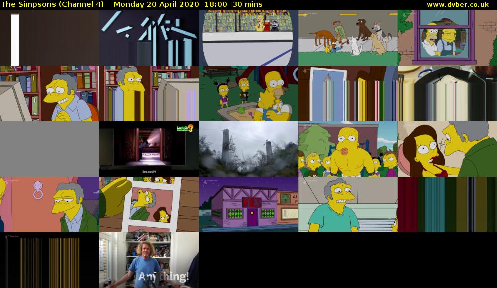 The Simpsons (Channel 4) Monday 20 April 2020 18:00 - 18:30