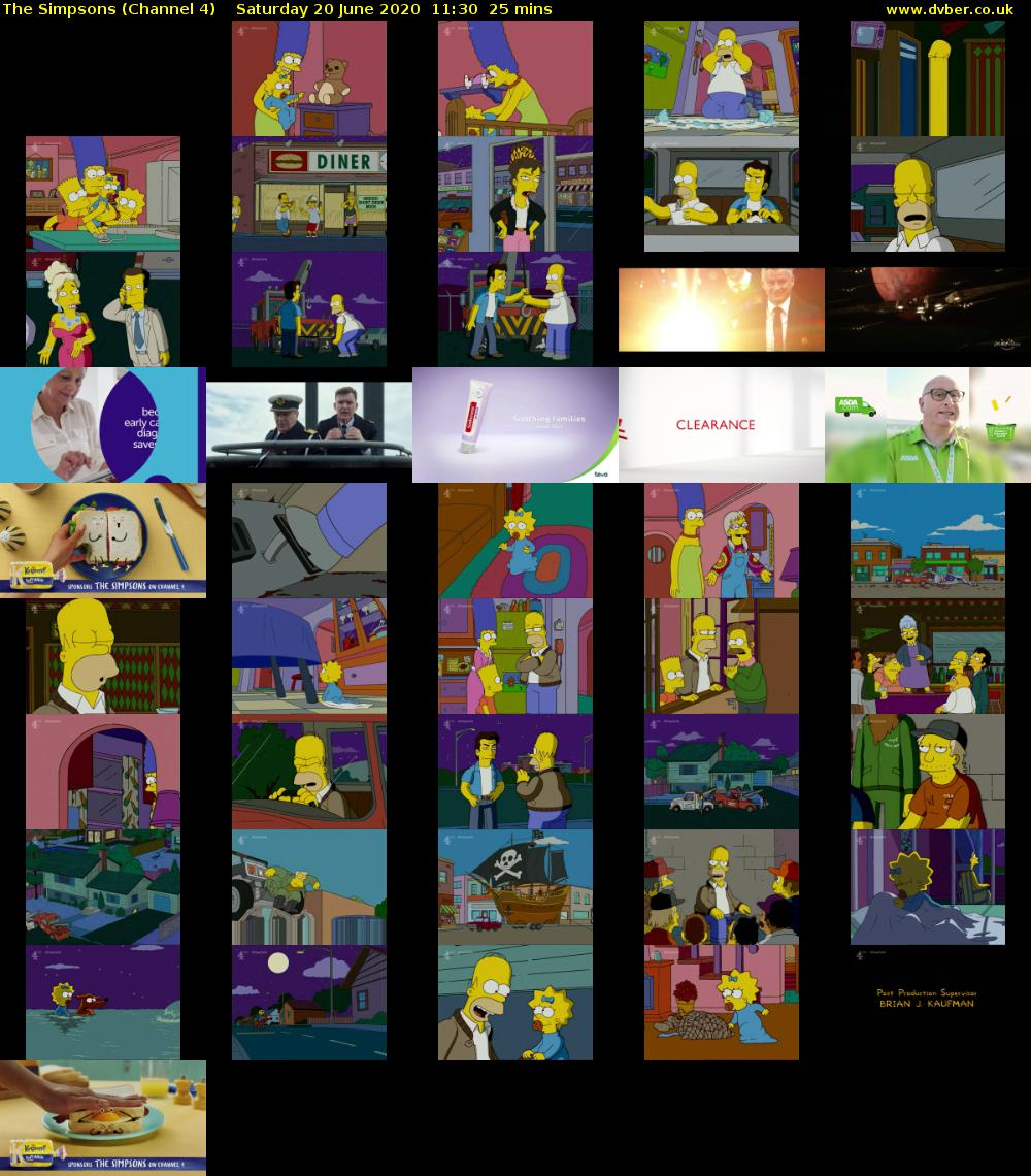 The Simpsons (Channel 4) Saturday 20 June 2020 11:30 - 11:55