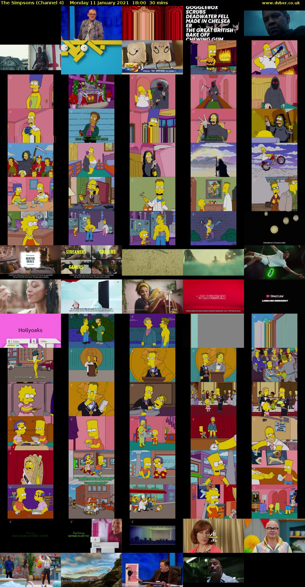 The Simpsons (Channel 4) Monday 11 January 2021 18:00 - 18:30