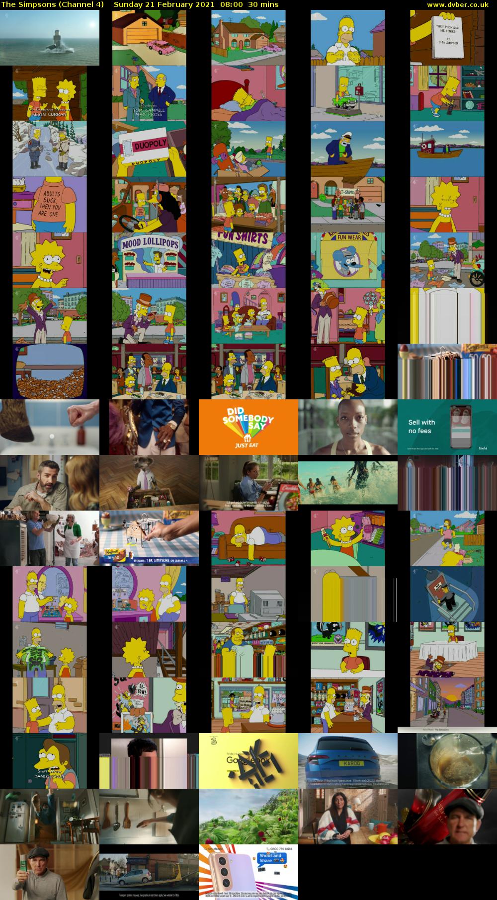 The Simpsons (Channel 4) Sunday 21 February 2021 08:00 - 08:30