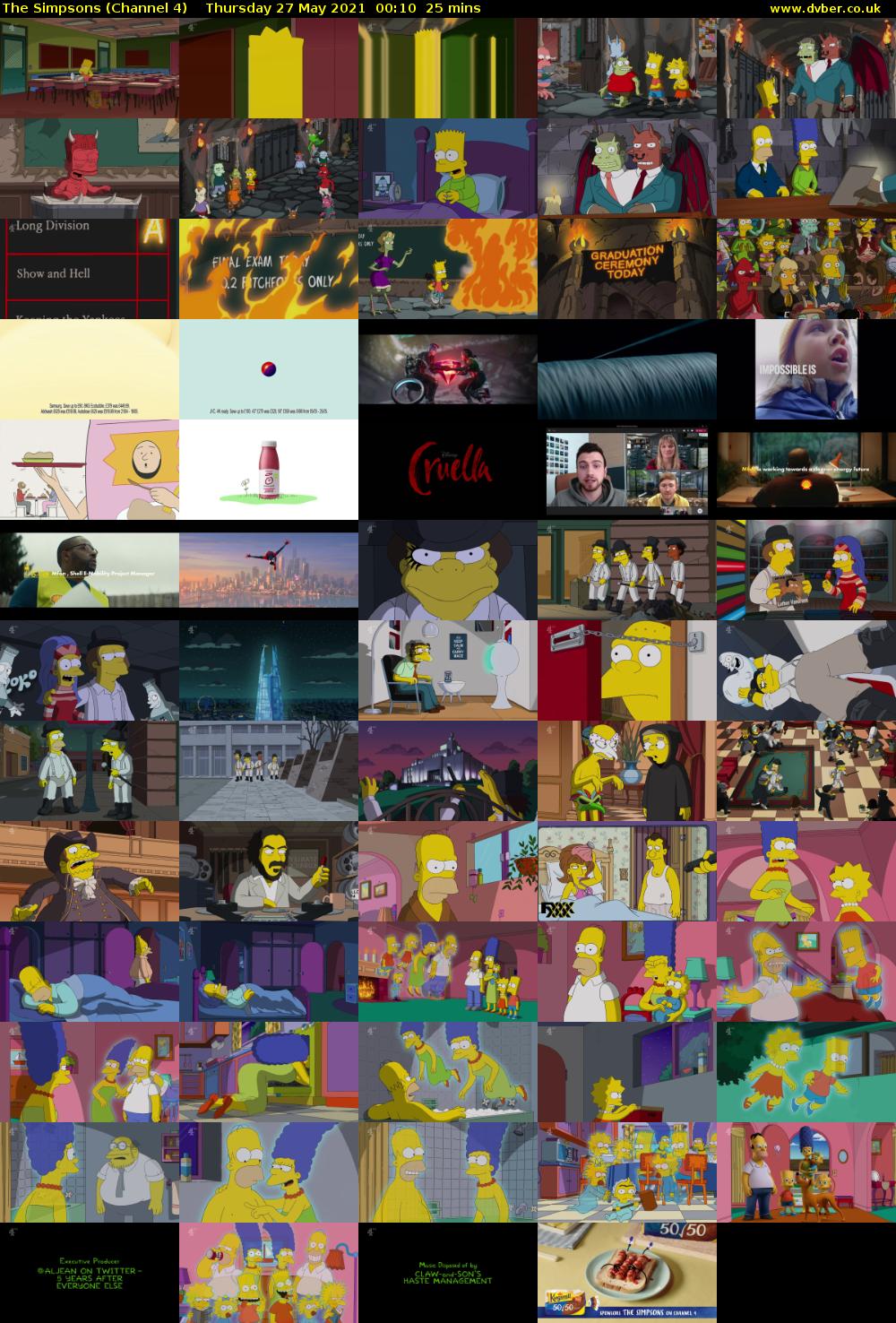 The Simpsons (Channel 4) Thursday 27 May 2021 00:10 - 00:35