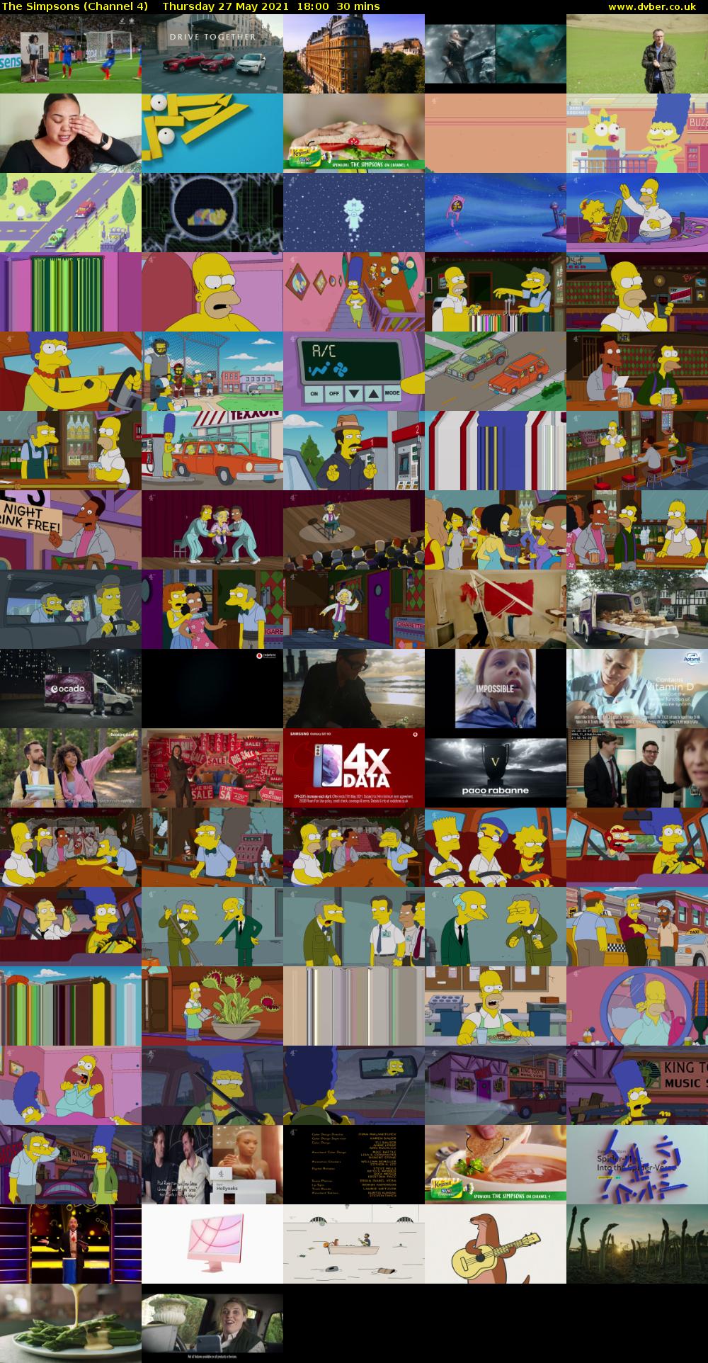 The Simpsons (Channel 4) Thursday 27 May 2021 18:00 - 18:30