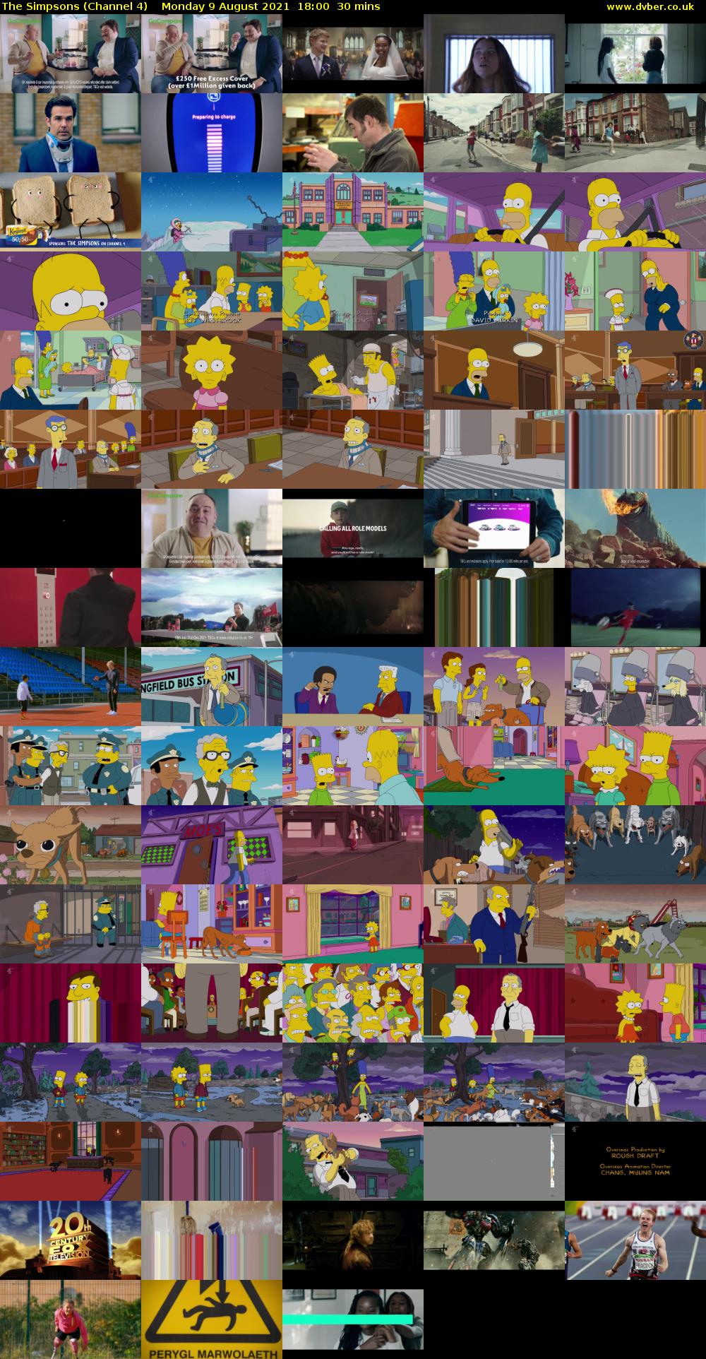 The Simpsons (Channel 4) Monday 9 August 2021 18:00 - 18:30