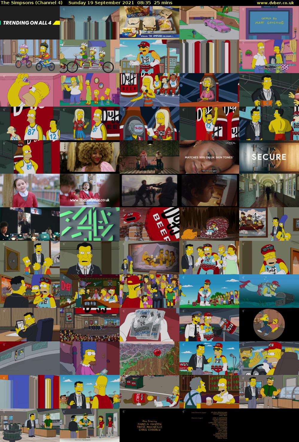 The Simpsons (Channel 4) Sunday 19 September 2021 08:35 - 09:00