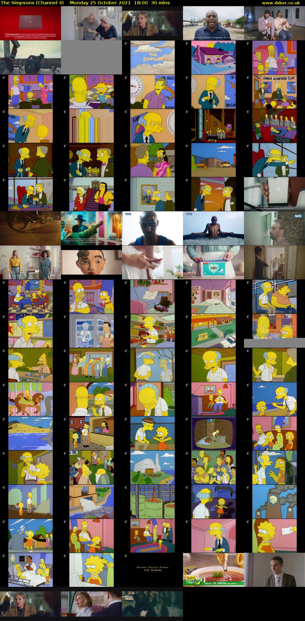 The Simpsons (Channel 4) Monday 25 October 2021 18:00 - 18:30
