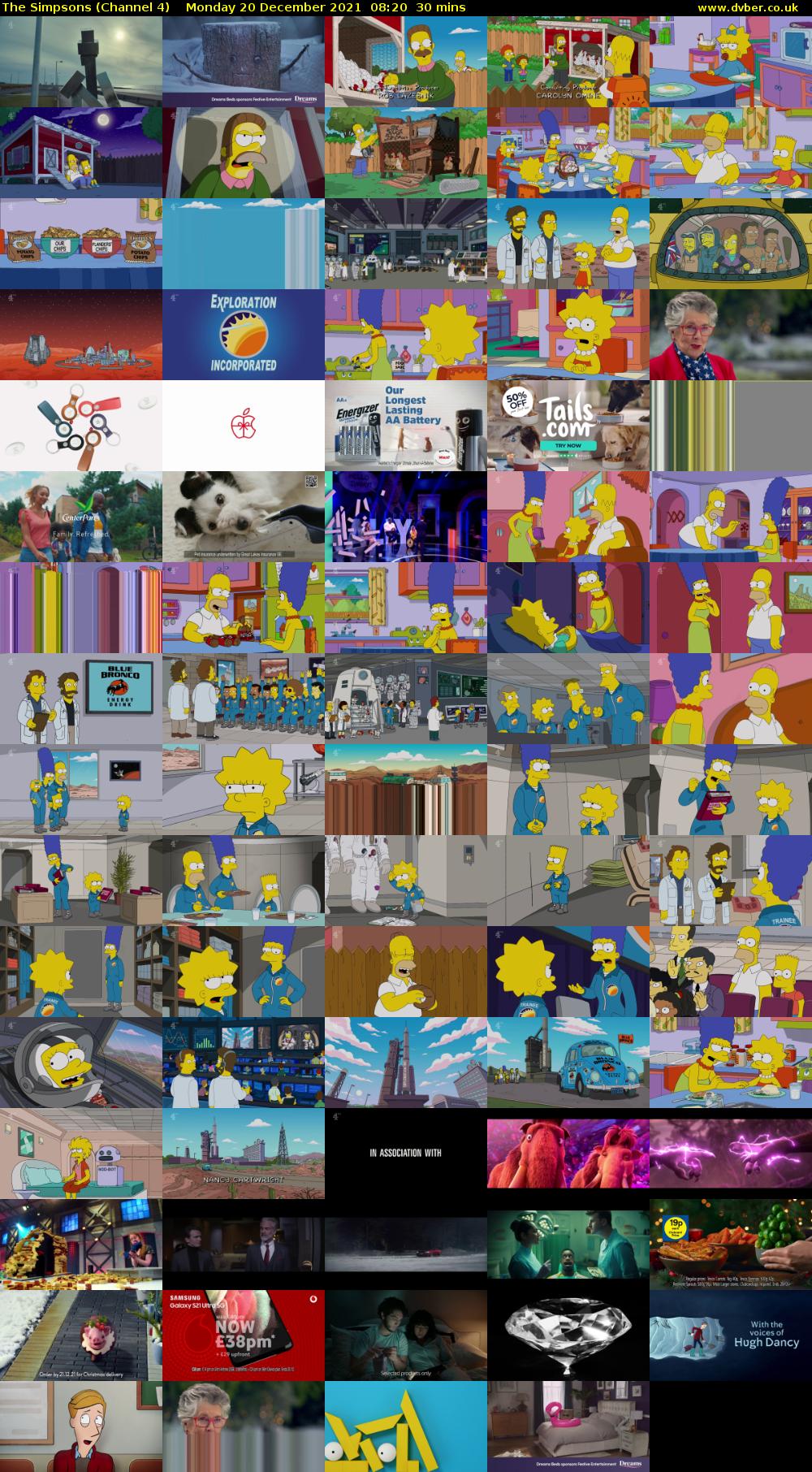 The Simpsons (Channel 4) Monday 20 December 2021 08:20 - 08:50