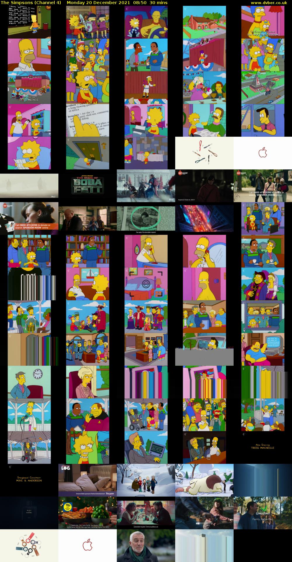 The Simpsons (Channel 4) Monday 20 December 2021 08:50 - 09:20