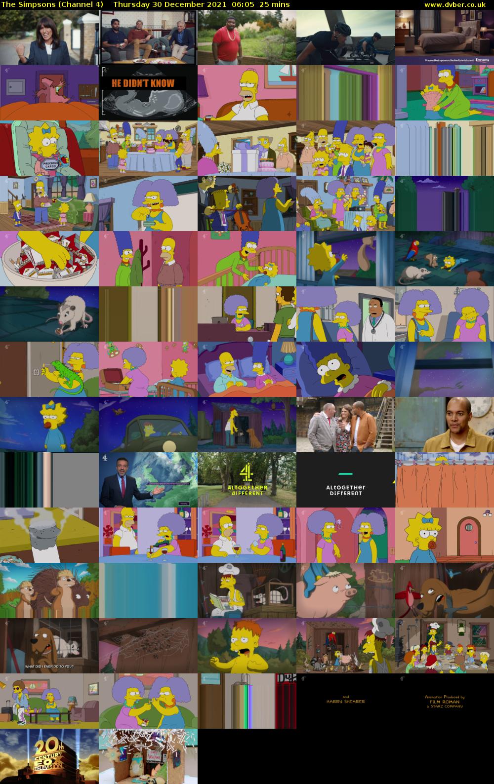 The Simpsons (Channel 4) Thursday 30 December 2021 06:05 - 06:30