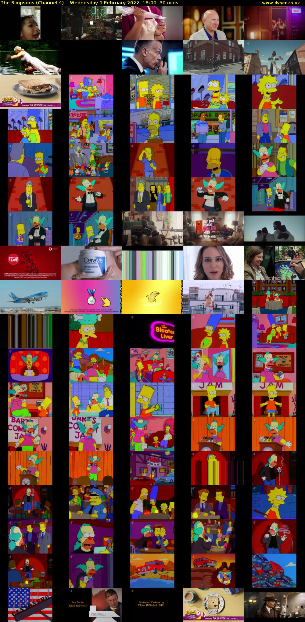 The Simpsons (Channel 4) Wednesday 9 February 2022 18:00 - 18:30