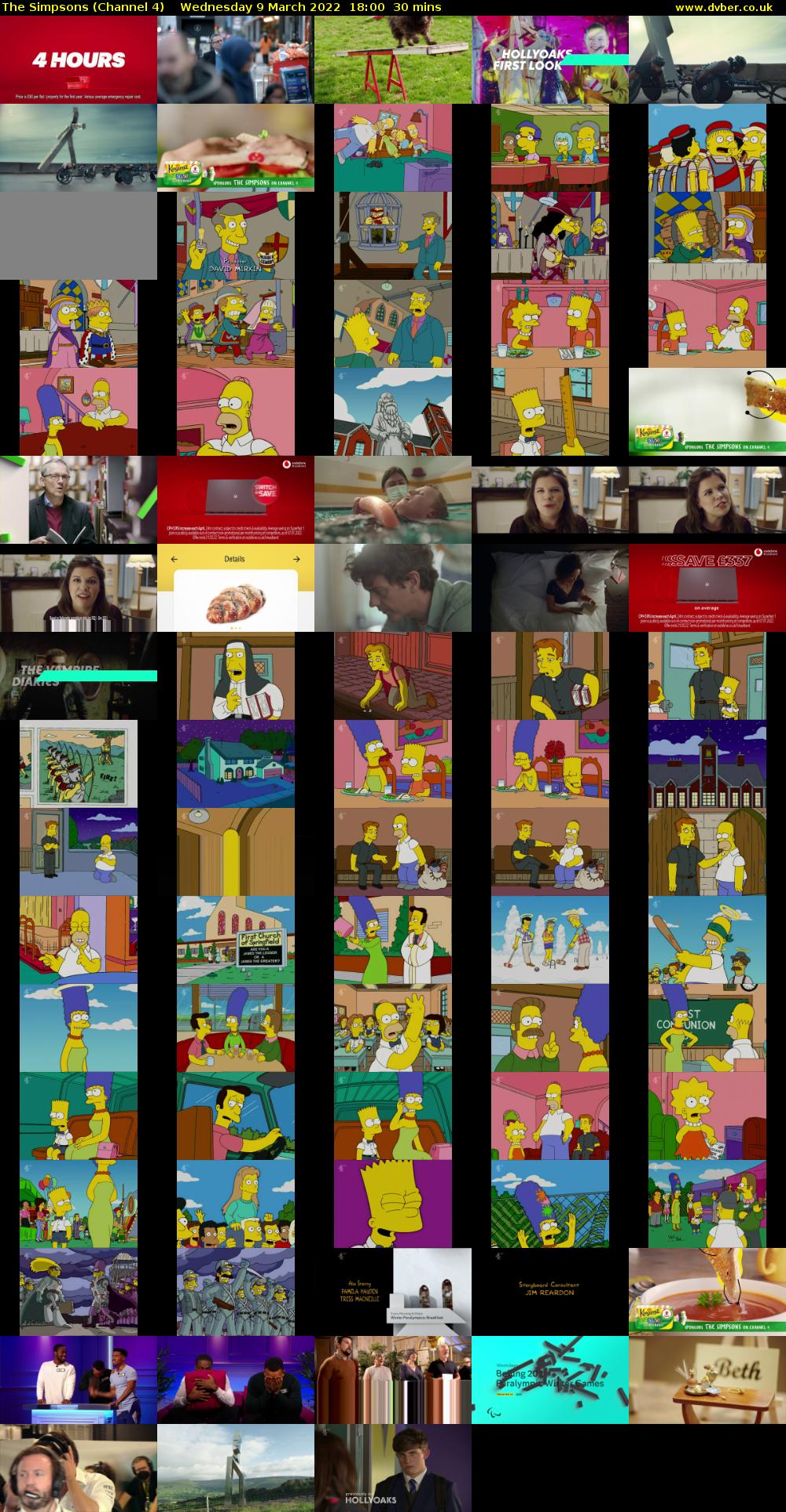 The Simpsons (Channel 4) Wednesday 9 March 2022 18:00 - 18:30