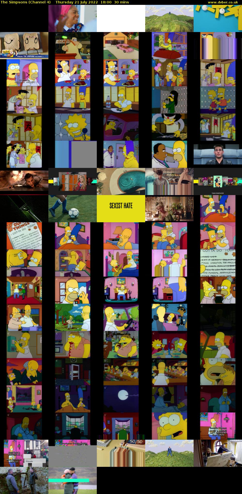 The Simpsons (Channel 4) Thursday 21 July 2022 18:00 - 18:30