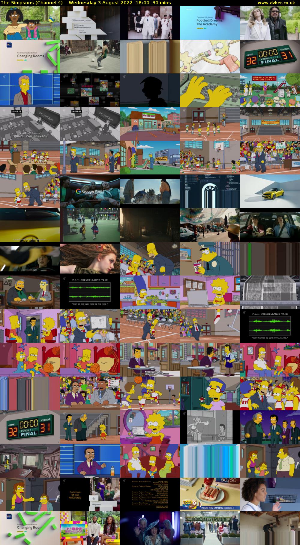 The Simpsons (Channel 4) Wednesday 3 August 2022 18:00 - 18:30