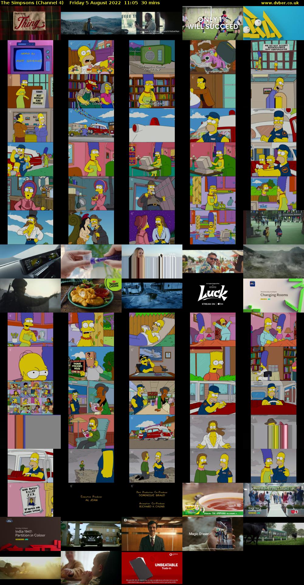 The Simpsons (Channel 4) Friday 5 August 2022 11:05 - 11:35