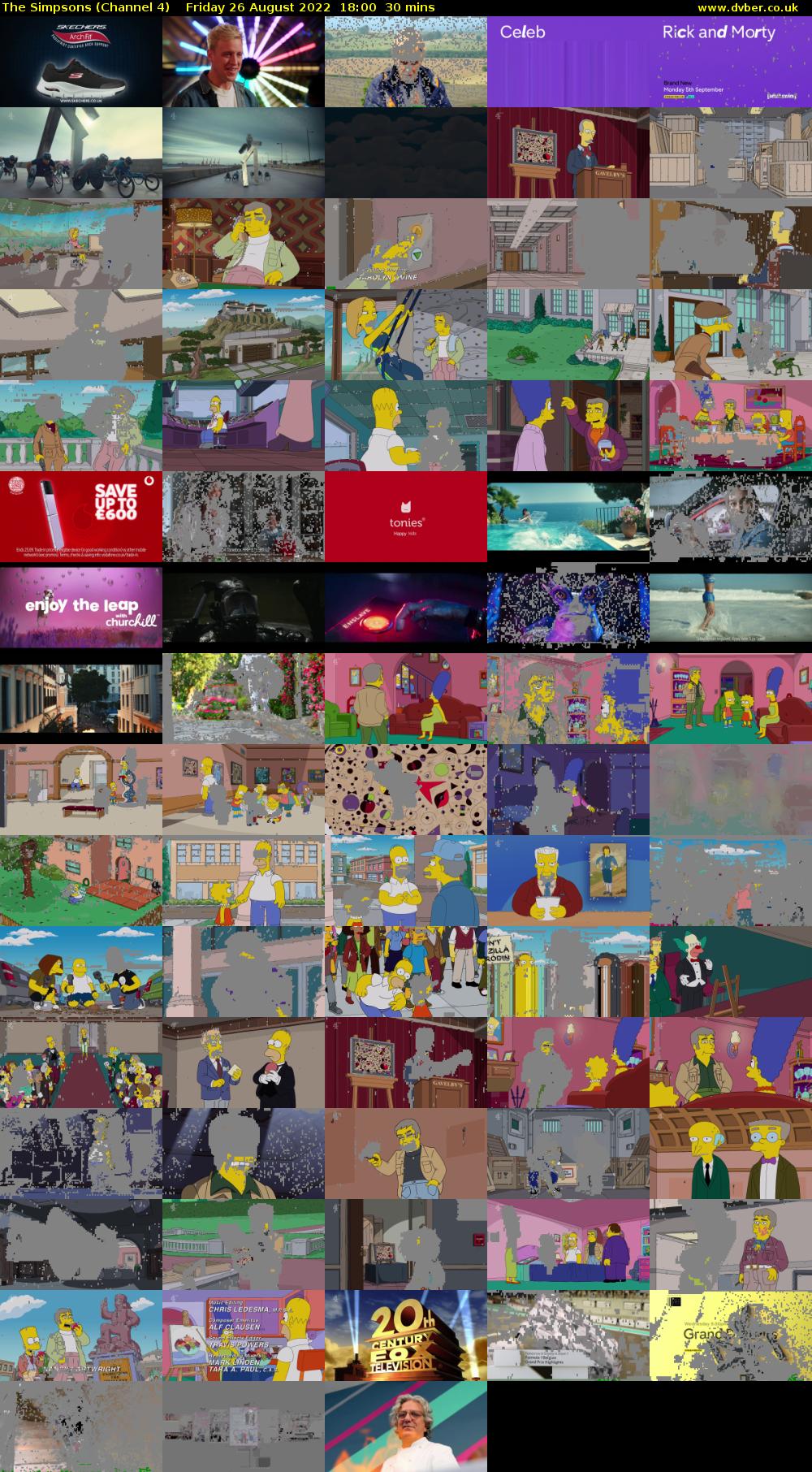 The Simpsons (Channel 4) Friday 26 August 2022 18:00 - 18:30