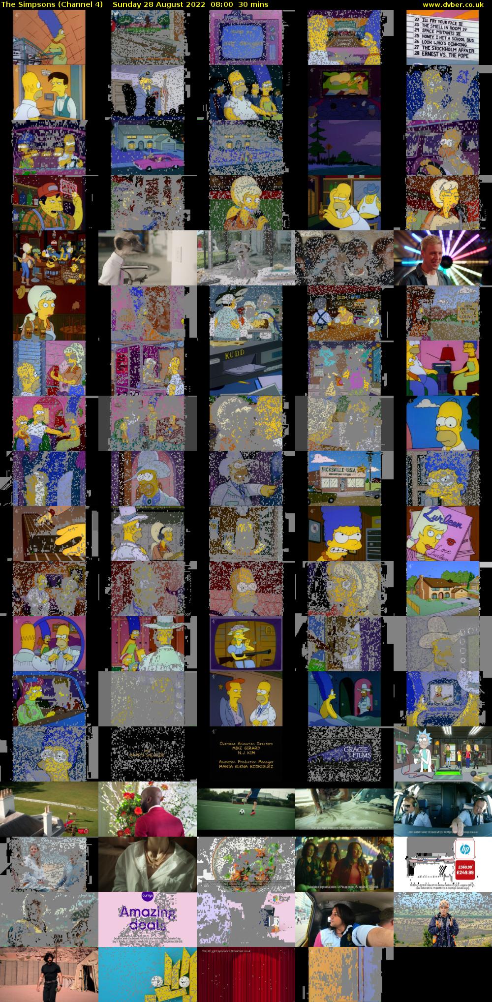 The Simpsons (Channel 4) Sunday 28 August 2022 08:00 - 08:30