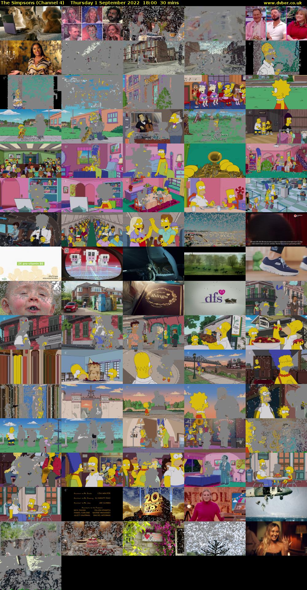 The Simpsons (Channel 4) Thursday 1 September 2022 18:00 - 18:30