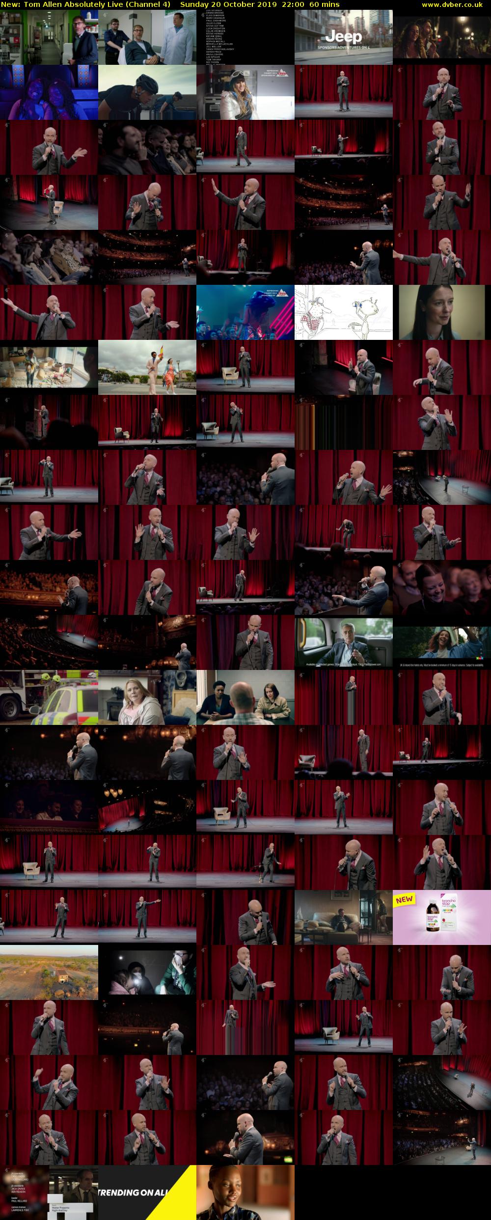 Tom Allen Absolutely Live (Channel 4) Sunday 20 October 2019 22:00 - 23:00