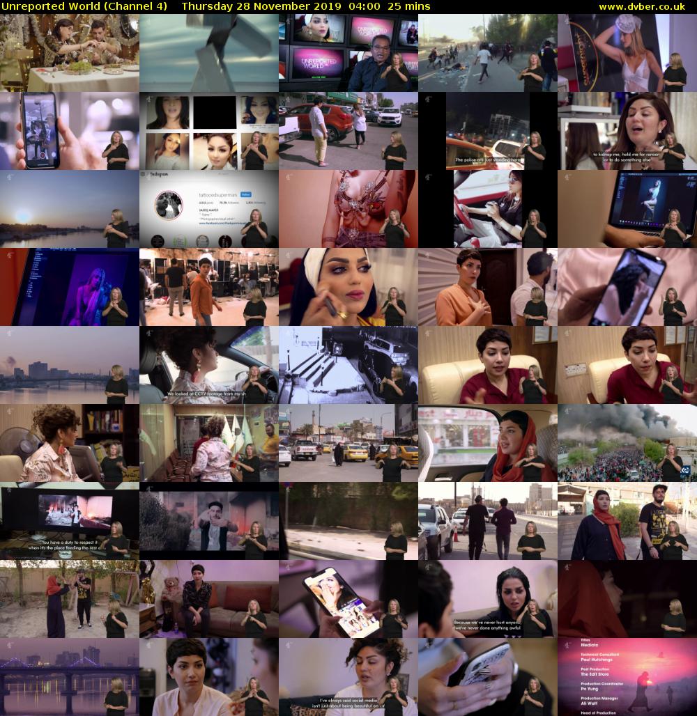 Unreported World (Channel 4) Thursday 28 November 2019 04:00 - 04:25