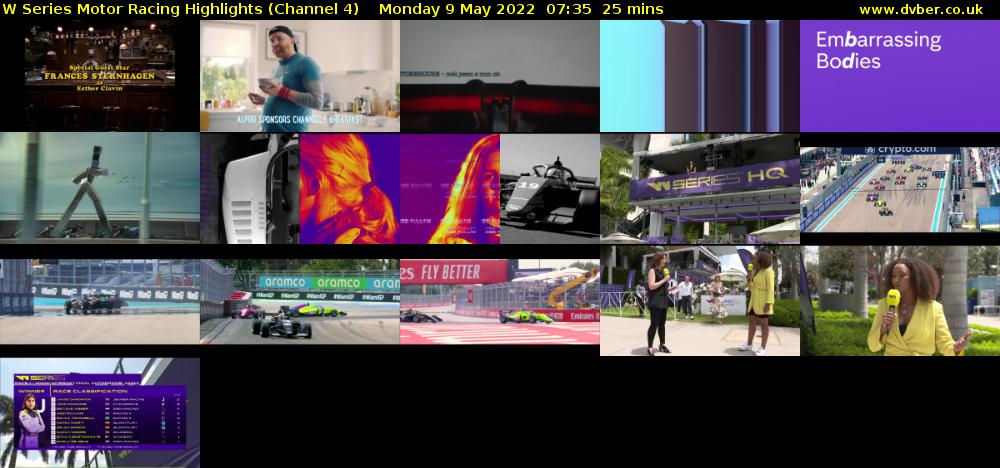 W Series Motor Racing Highlights (Channel 4) Monday 9 May 2022 07:35 - 08:00