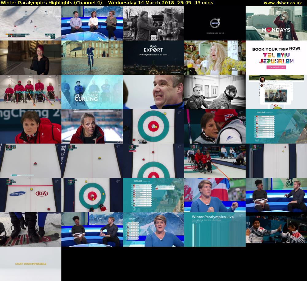 Winter Paralympics Highlights (Channel 4) Wednesday 14 March 2018 23:45 - 00:30