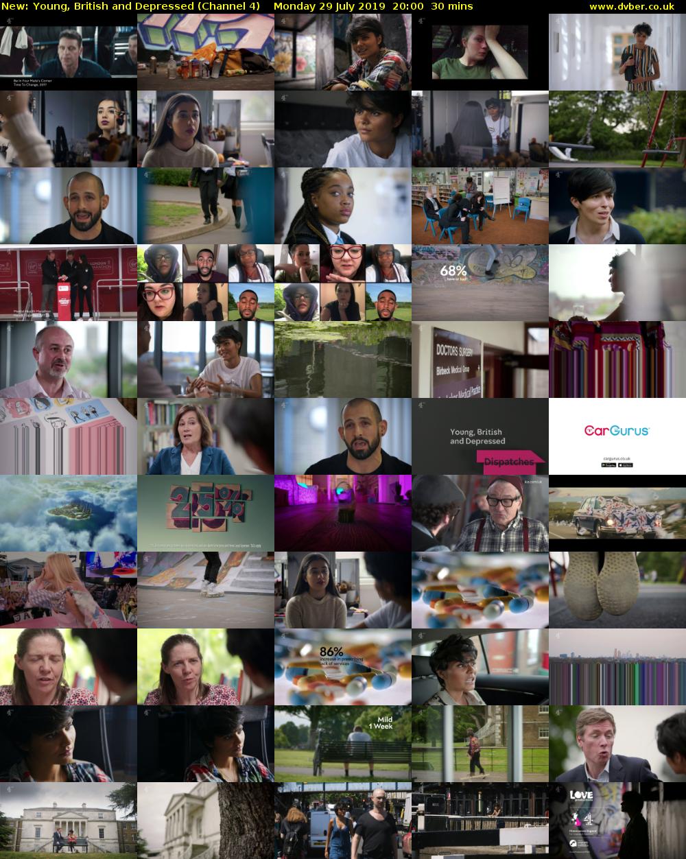 Young, British and Depressed (Channel 4) Monday 29 July 2019 20:00 - 20:30