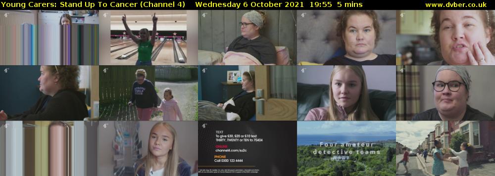 Young Carers: Stand Up To Cancer (Channel 4) Wednesday 6 October 2021 19:55 - 20:00
