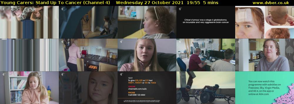 Young Carers: Stand Up To Cancer (Channel 4) Wednesday 27 October 2021 19:55 - 20:00