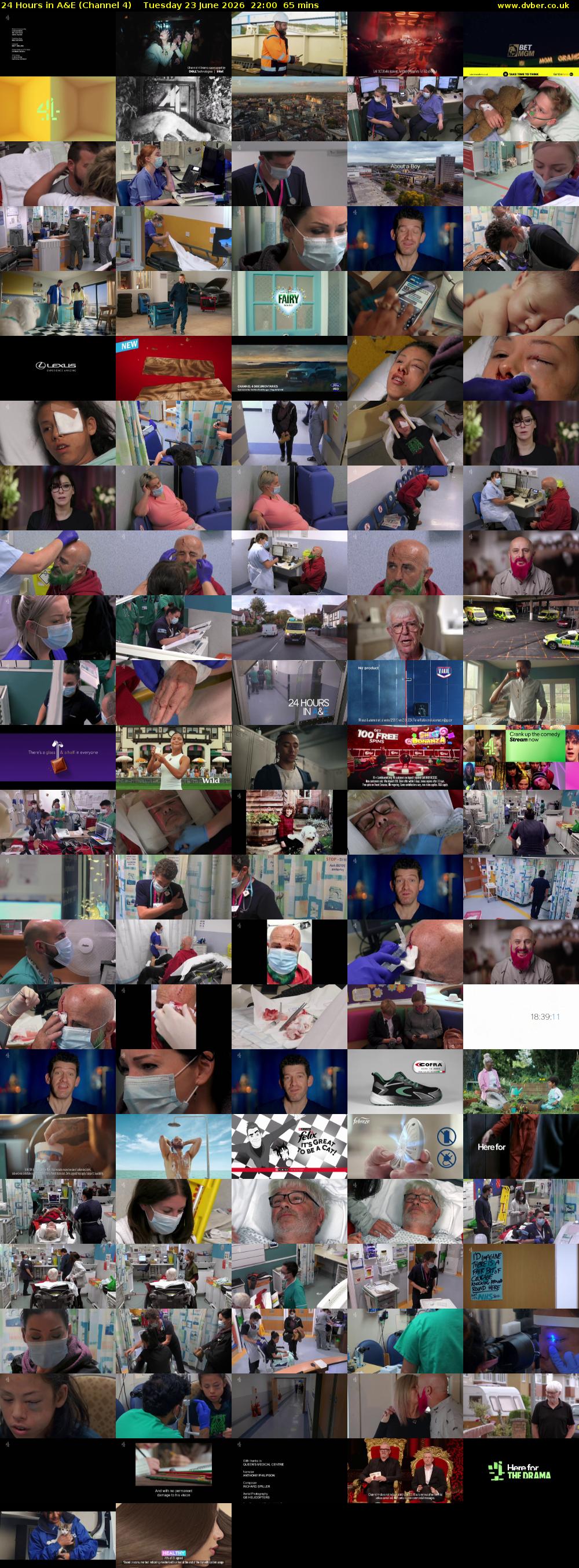 24 Hours in A&E (Channel 4) Tuesday 23 June 2026 22:00 - 23:05