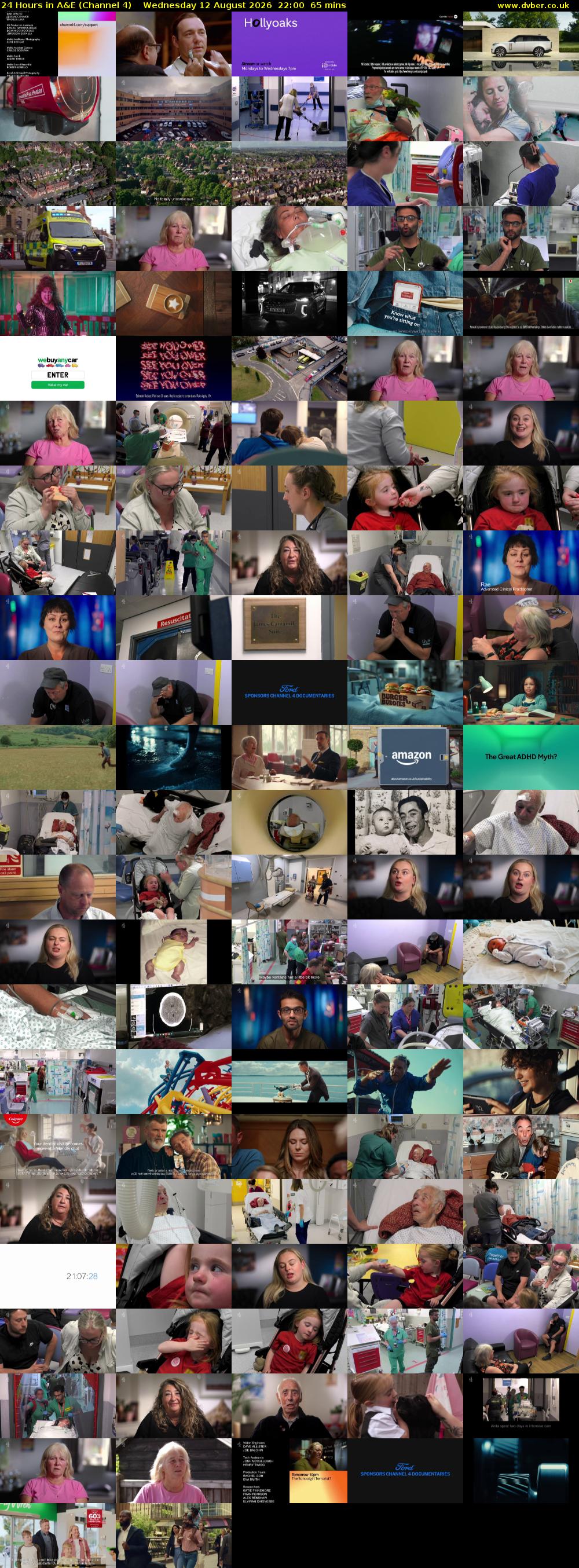 24 Hours in A&E (Channel 4) Wednesday 12 August 2026 22:00 - 23:05