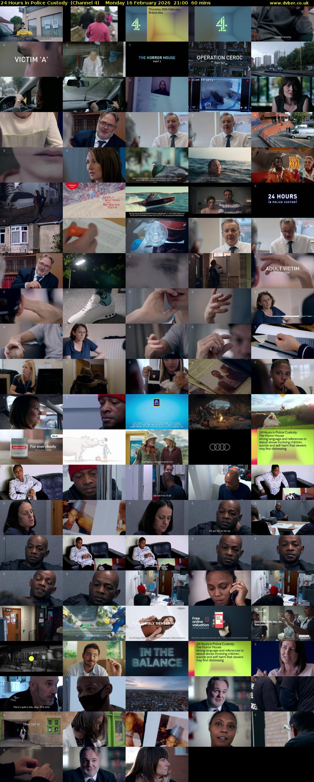 24 Hours in Police Custody  (Channel 4) Monday 16 February 2026 21:00 - 22:00